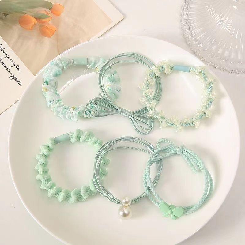 [combination] Macaron color matching hair ring combination mixed small rubber band head rope women's suit cute hair rope Mori hair temperament high ponytail hair accessories 4
