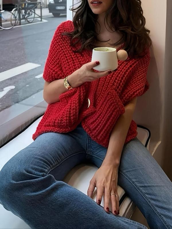 Women's Plain Button Sweater Vest, Casual Knitwear for Daily Wear, Ladies Clothes for All Seasons 2