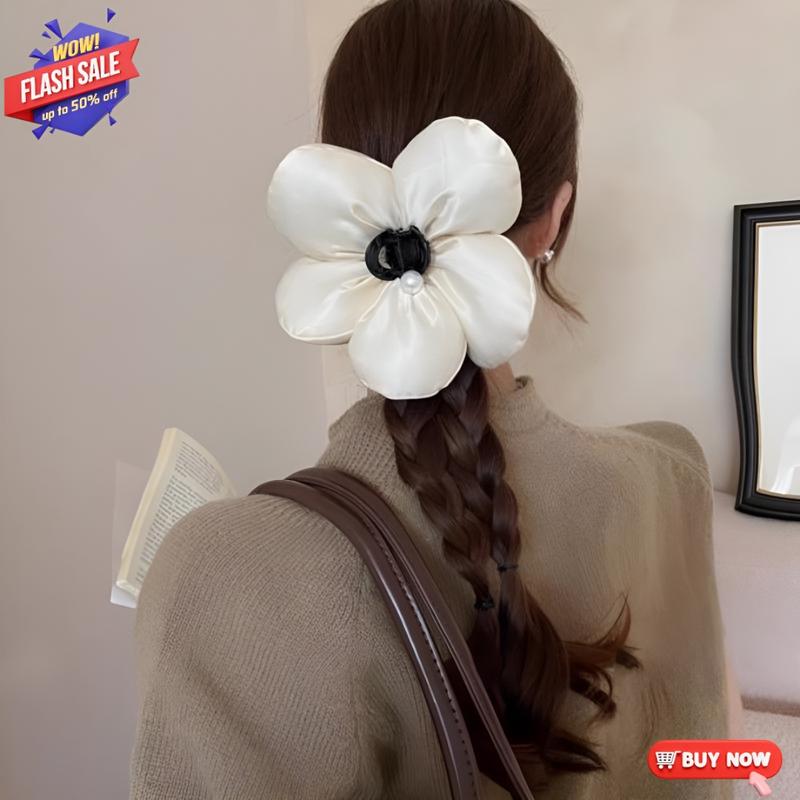 lụaKẹp tóc hoa lớn, kẹp tóc mỏ vịt bằng cotton mềm mại dễ thương  kẹp bông hoa lụa kẹp tóc xinh nữ