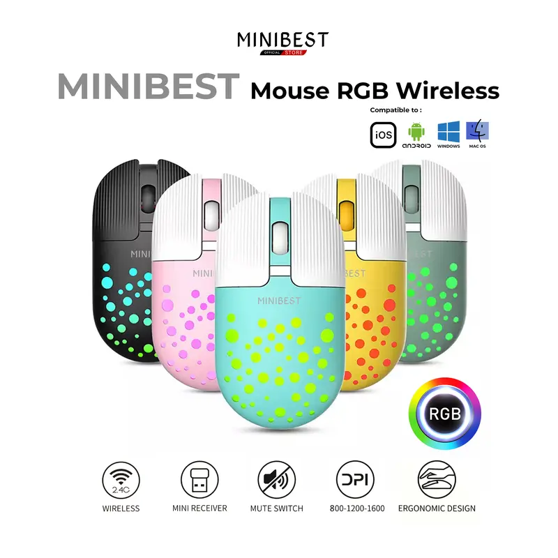 MINIBEST MN B398 Mouse  Wireless Bluetooth dengan Receiver USB untuk PC Laptop 0