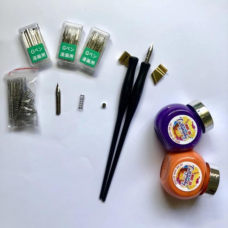  Bút quản chéo và thẳng chấm mực Bút thư pháp Luyện chữ đẹp Bút viết Calligraphy 