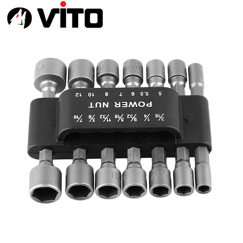 Bộ 14 Khẩu Tuýp Vặn Ốc VITO Lục Giác Gắn Máy Khoan 14 Đầu Vít Bắn Tôn