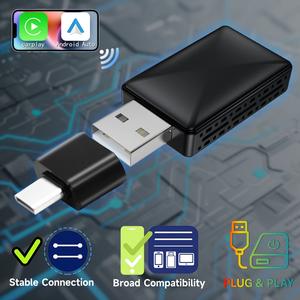 Wireless Car System Box, Adapter Compatible with CarPlay Android Auto, Convert Wired to Wireless Dongle, Plug & Play Vehicle System for iOS 10+ Android 11+