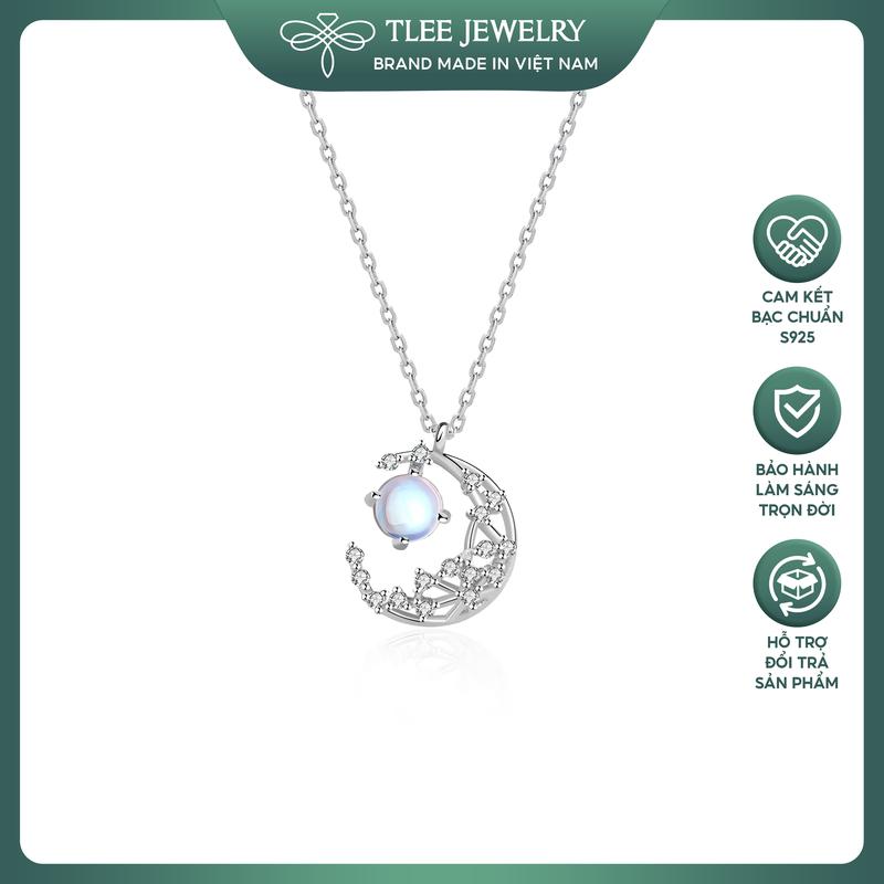 Dây chuyền bạc nữ TLEE mặt trăng đá moon lấp lánh TLEE JEWELRY D0152