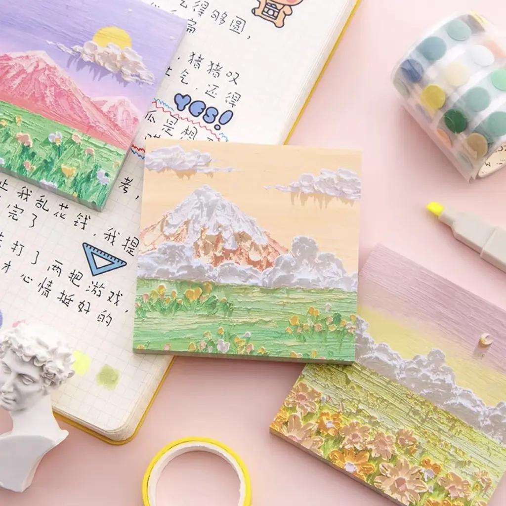 80 Lembar Sticky Notes Journal Aesthetic Gambar Landscape Pemandangan ...