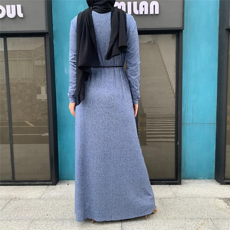 Product Introduction of Cross-Border Autumn Winter Muslim Women's Clothing In-Stock Long Sleeve Knitted Sweater Coat Robe 1853 10