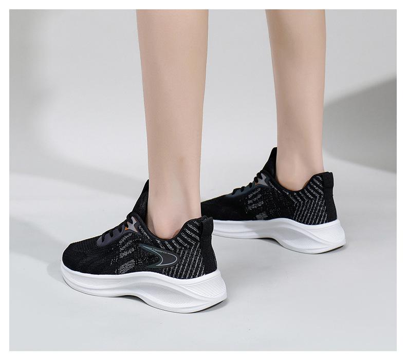 Product Introduction of Women's White Shoes Thick Sole Light Running Shoes Fashionable Stylish Outfit Autumn Breathable Sneaker Flying Woven Korean Style Women's Shoes 21