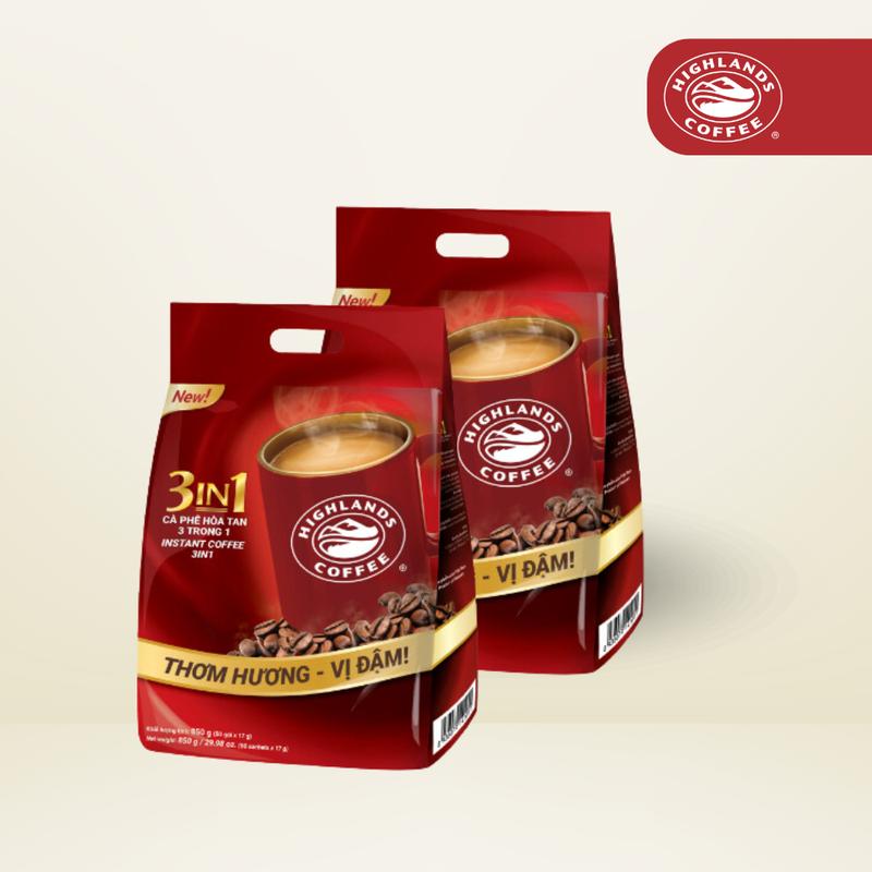 COMBO 2 TÚI CÀ PHÊ HÒA TAN HIGHLANDS COFFEE  (50 GÓI x 2)