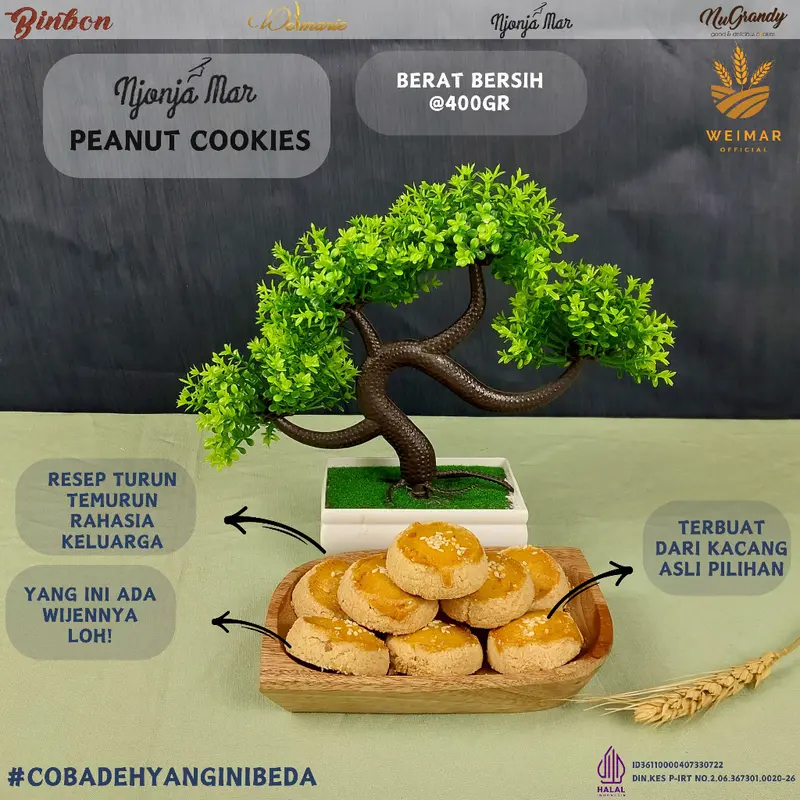 Njonja Mar - Peanut Cookies Kue Kacang Jadul @600 Gr/Pcs 3