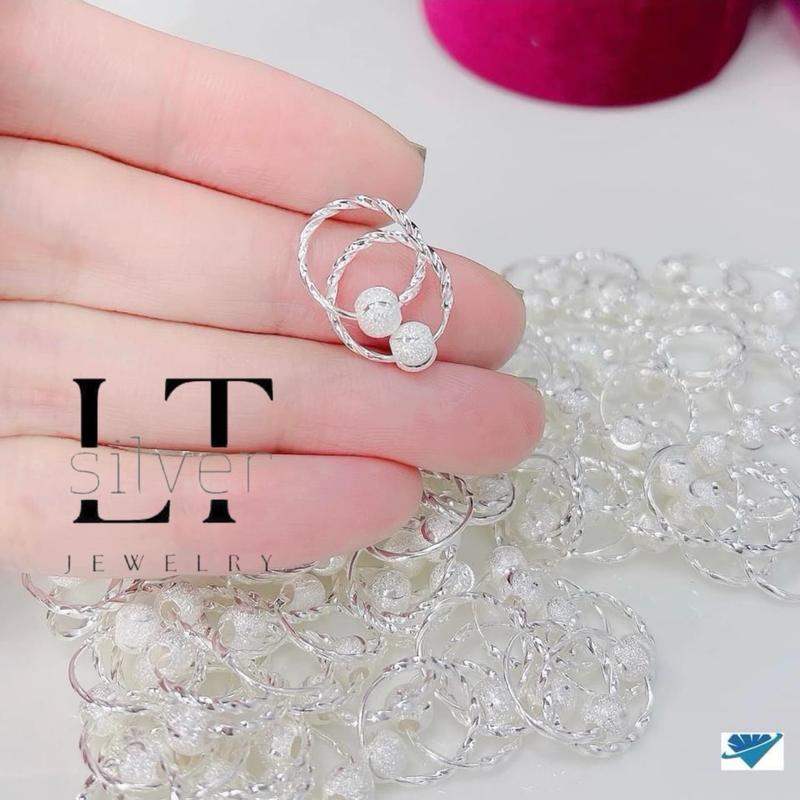 Bông tai tròn bi bạc ta nhỏ xinh LTJ 552Tốt đẹp bông tai dùng được cả người lớn và trẻ em