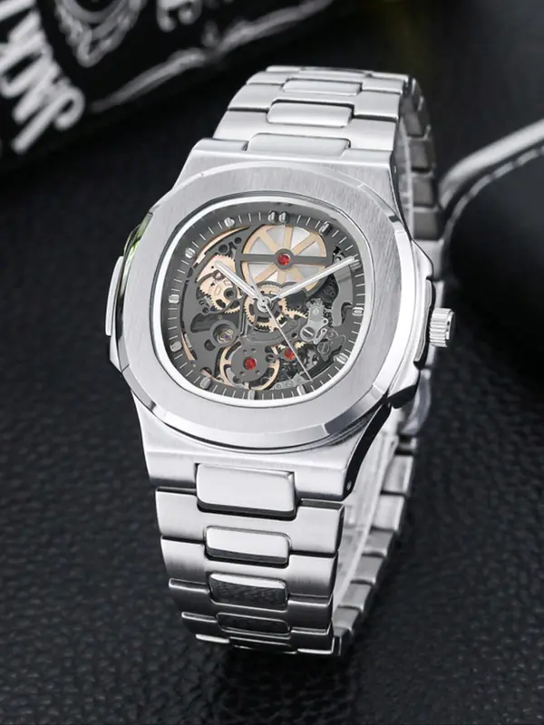 Men's Street Trend Automatic Mechanical Watch, Fashion Waterproof Watch for Party, Daily Decor, Trendy All-match & Exquisite Watch for Birthday Gift with Box 0
