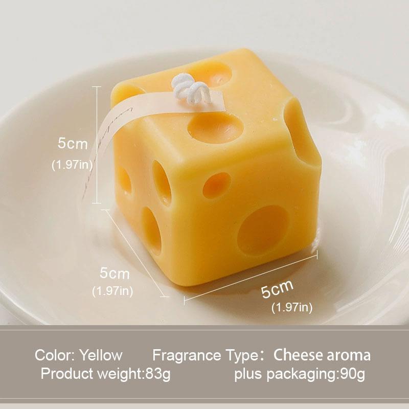 Product Introduction of Handmade Cheese Shaped Scented Candle, 1 Count Creative Modeling Candle, Decorative Ornament for Home Party Wedding, Creative Gift for Friends, Freshener 8