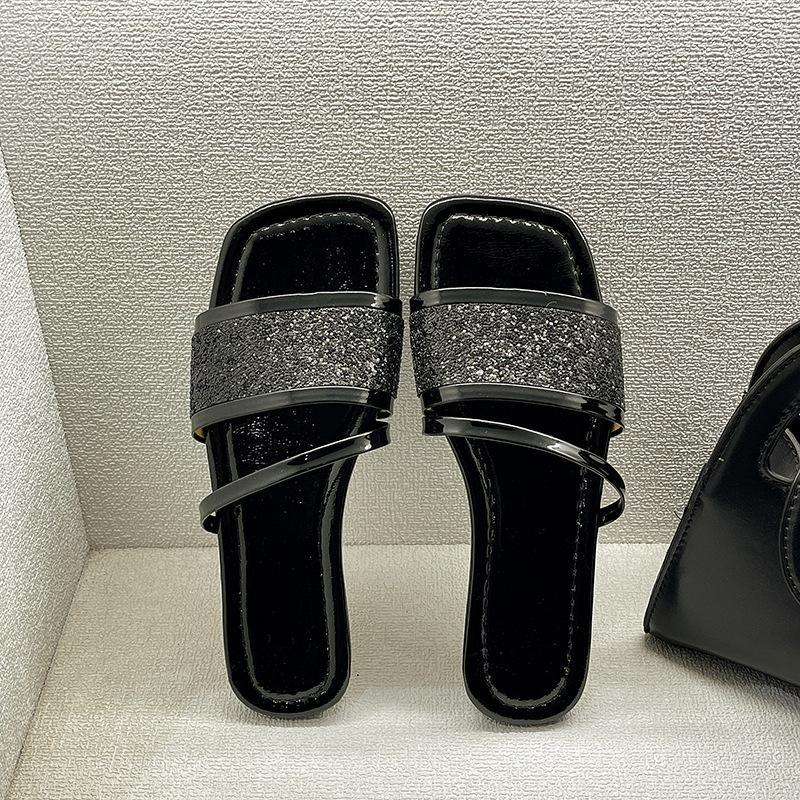 Office slippers women's new transparent rhinestone soft-soled flip-flops 4