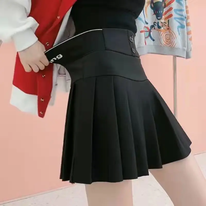 Quần An Toàn, Váy Xếp Ly, Cạp Cao Cho Nữ, Bó Sát, Eo Co Giãn, Chữ A, Váy Chống Lộ, Hàng Mới Về, 2024 0