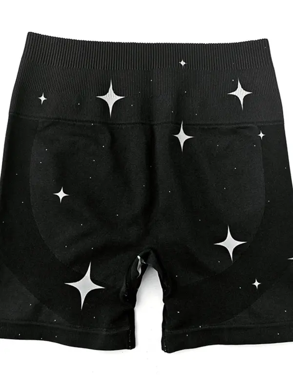 Women's Star Print High Waist Gym Shorts, High Stretch Comfortable Breathable Skinny Shorts for Yoga Gym Workout Running, Ladies Sportswear for Indoor Outdoor Wear 0
