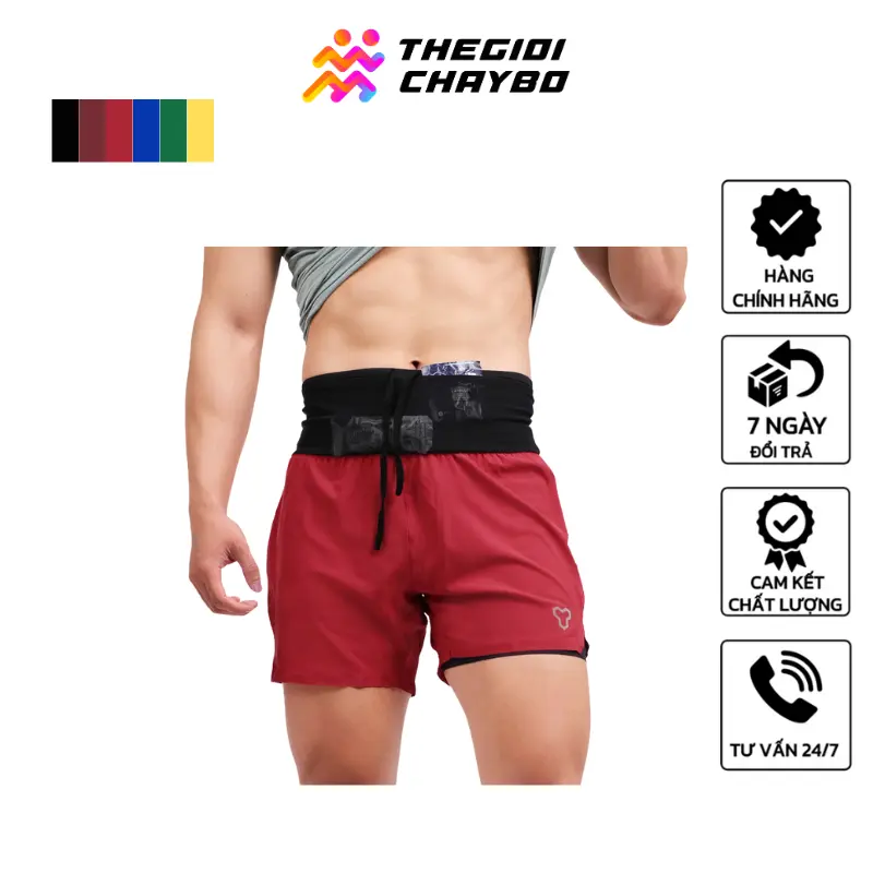Quần chạy bộ nam Motive SM201 một màu có đai Belt - Thoáng khí, nhanh khô