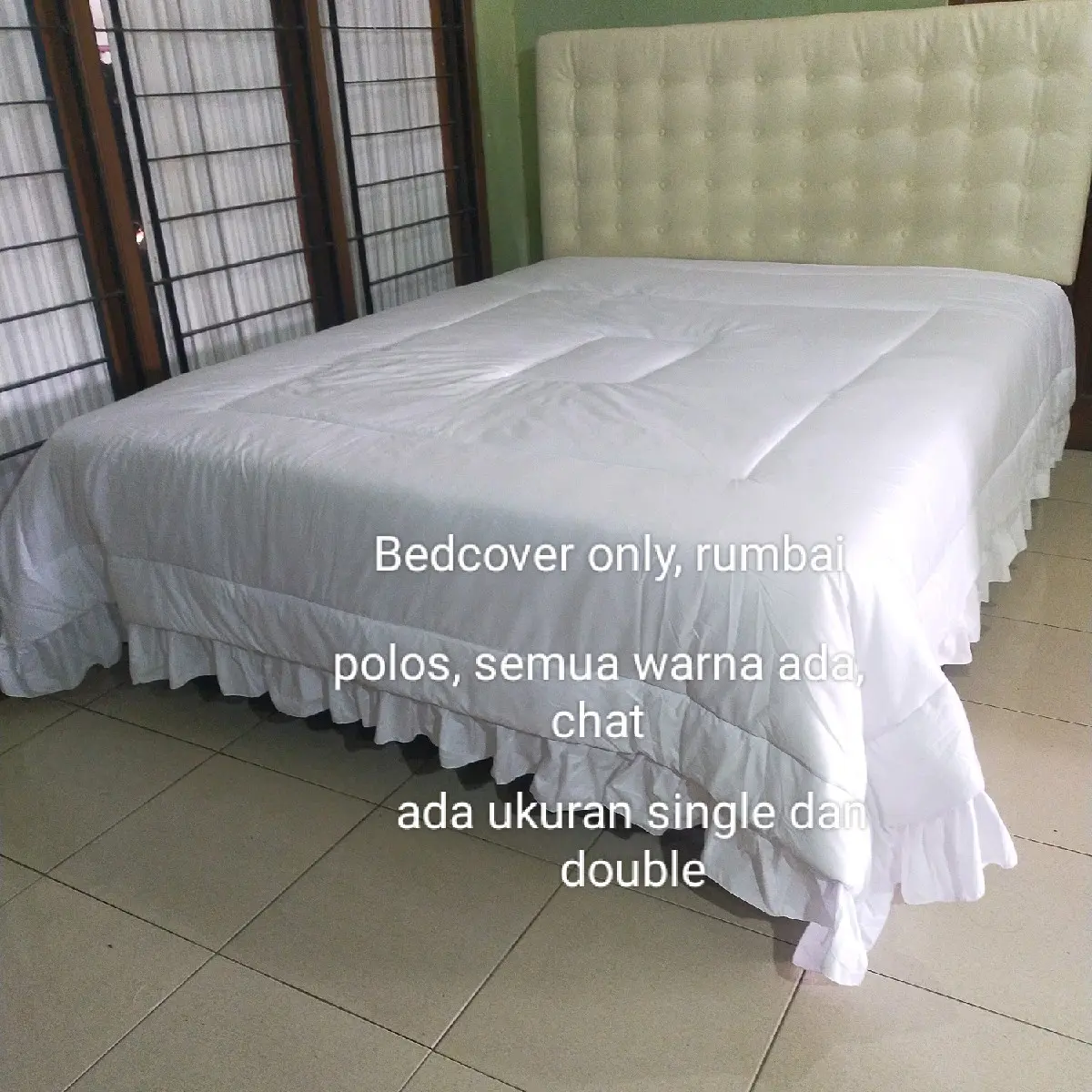 bedcover polos rumbai semua warna tanpa sprei