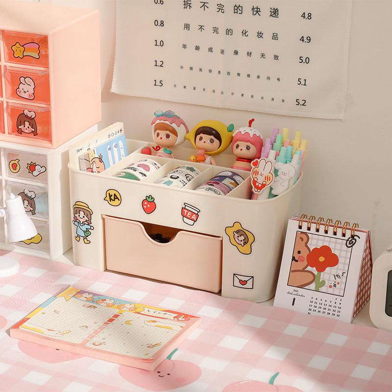 Kệ Nhựa Mini Để Bàn Hộp Nhựa Dễ Thương Đựng Đồ Dùng Học Tập Đựng Mĩ Phẩm Đa Năng Trang Trí Bàn Học