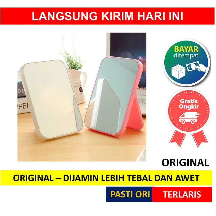 Cermin Kotak Lipat Kaca Rias Simple Meja Persegi Portable Portabel STANDING BEAUTY MIRROR DUDUK UNTUK MAKEUP WAJAH Make Up 0