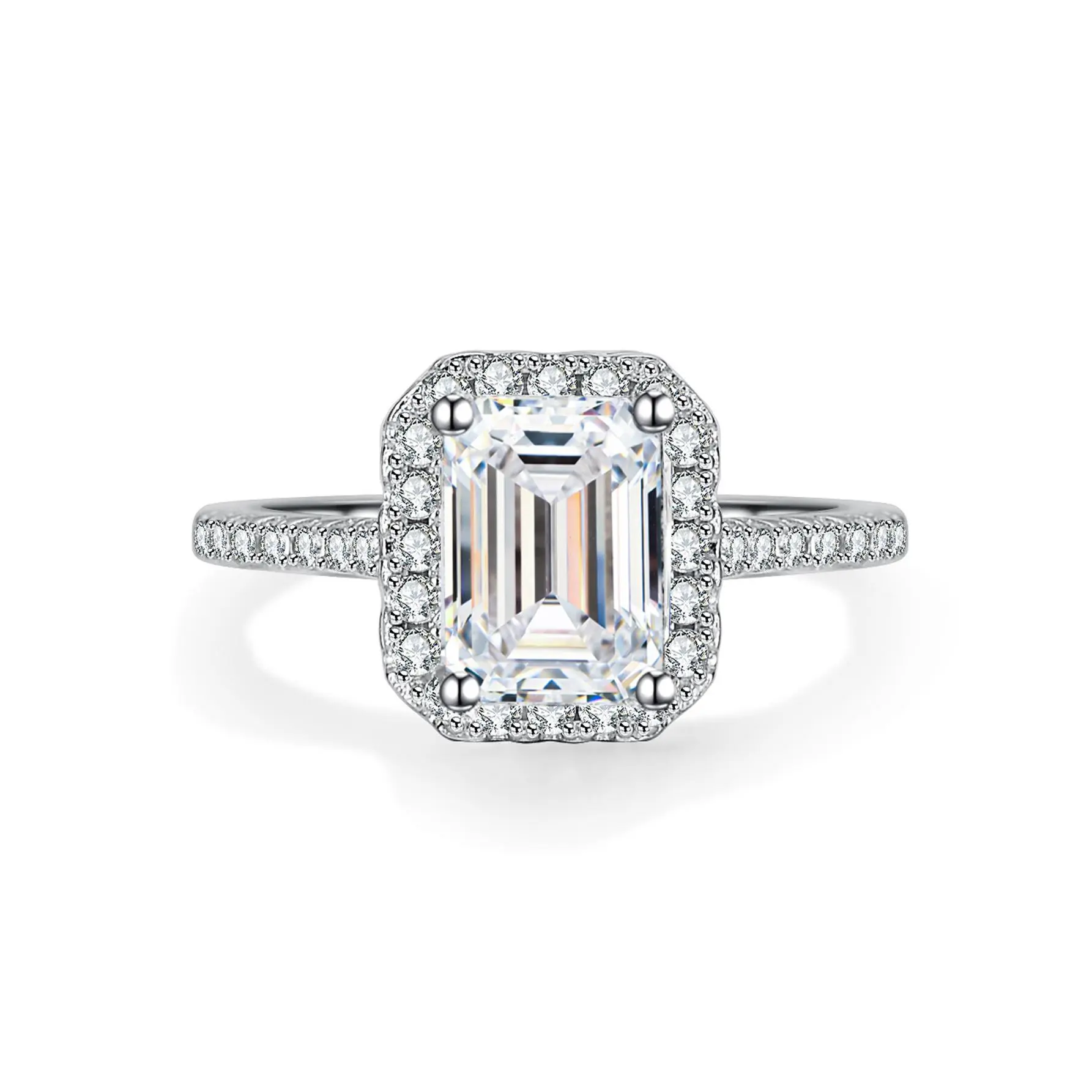 【#134】925 Sterling Silver Ring 1CT Emerald Cut Moissanite Ring