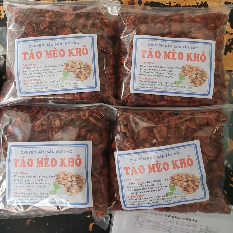 Táo Mèo Khô Điện Biên  và đã Loại Bỏ Miếng Táo Không Chất Lượng - Túi 1kg Chè rượu  táo 0