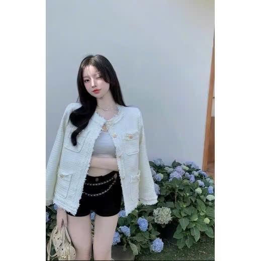 Áo Khoác Dạ Tweed Tua Rua 2 Màu 4 Túi Khuy Vàng, Dáng Ngắn Cúc Ngọc, Vải Dạ Dày Dặn 2 Lớp Sang Chảnh BIGSIZE Nữ