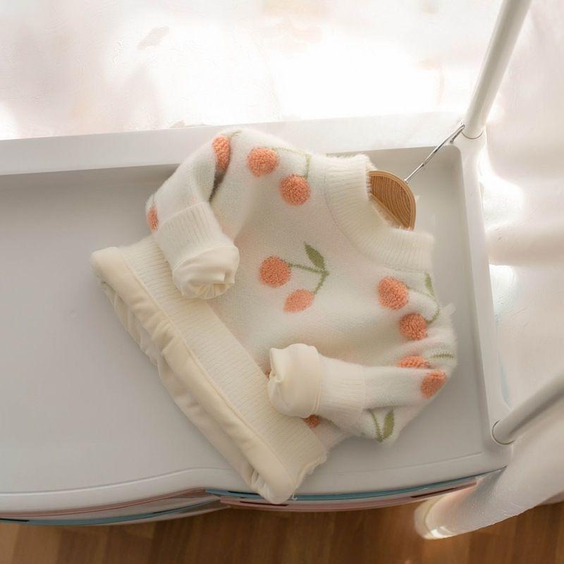 Product Introduction of Áo Len Trẻ Em Ấm Áp, Dành Cho Bé Gái, Cổ Tròn, Lót Lông Chồn, Dày Dặn, Thích Hợp Cho Mùa Thu Và Mùa Đông, Quần Áo Hàng Đầu Mới, 2024 7
