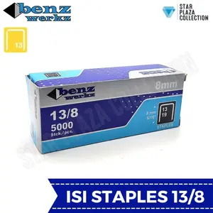 Isi Staples Manual / Staples Tembak Guntacker Merek BENZ WERKZ / RAPID RAPIDE  Original Uk. 13/8mm (8mm) - untuk Pengerjaan Jok Motor, Jok Mobil, Sofa, Funiture, Kayu