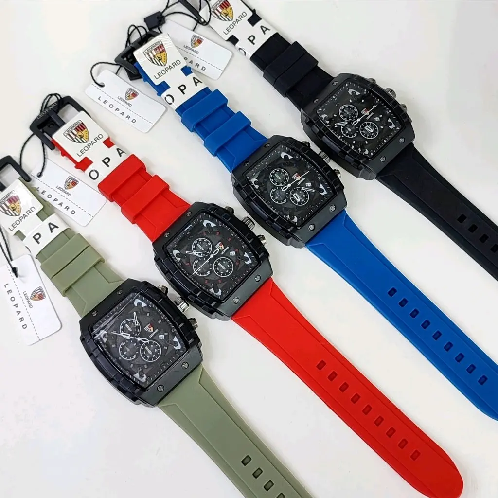 JAM TANGAN PRIA LEOPARD6842 RUBBER 100% ORIGINAL