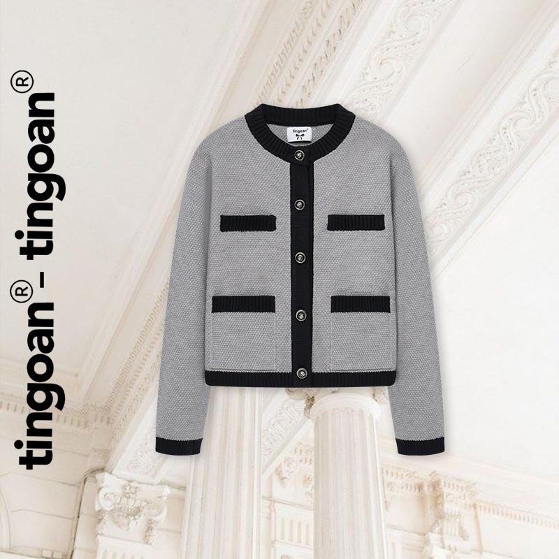 TINGOAN - Áo len xù cardigan 4 túi xám viền đen JENNIFER CARDIGAN GR VIỀN BL PHIÊN BẢN MỚI NHẤT T6 2024