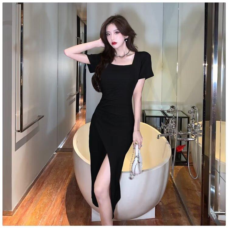 Product Introduction of Fashion Women's Clothing Short Sleeve Dress Feminine Outfit 2021 New Summer Season Slimming Elegant Mid-Length Fashion 27