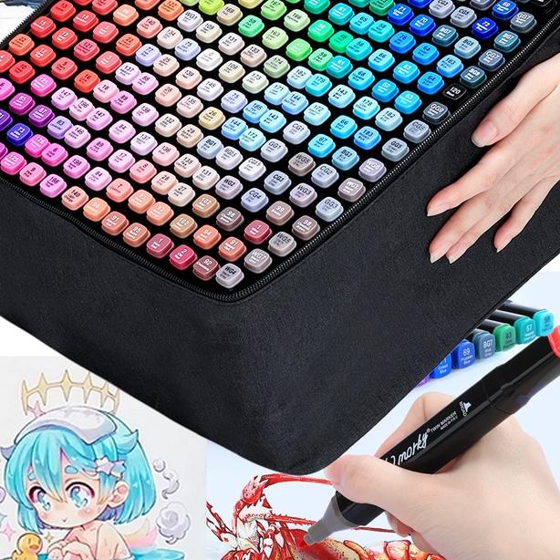 Rẻ Vô Địch 48 Cây Bút màu Marker Lalunavn Touch Cool 2 Đầu tô màu dạ vẽ tranh anime - SÉT BÚT MÀU DẠ KÈM TÚI