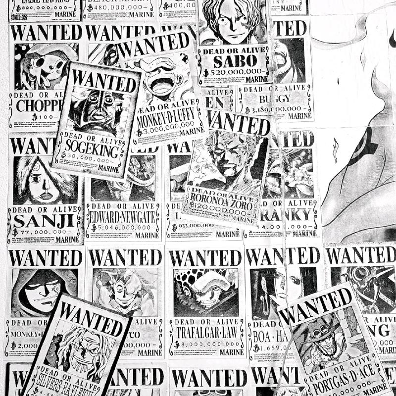 lệnh truy nã onepiece dán tường trang trí decor phòng Decal giấy dán  bàn học