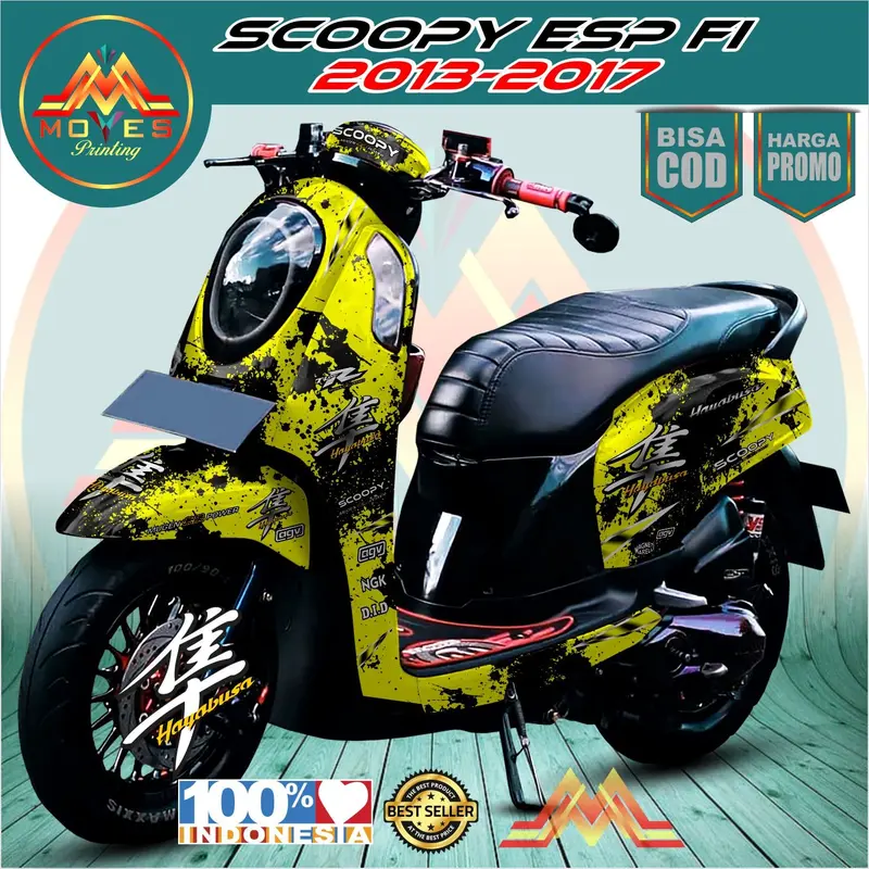 TERBARU DECAL STIKER MOTOR FULL BODY HONDA SCOOPY ESP FI 2013-2017 DESAIN HAYABUSA Motorcycle 1