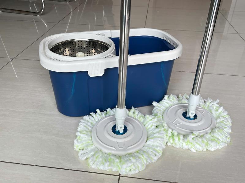 Bộ Lau Nhà Xoay 360 Độ (1 thùng + 1 cây lau + 4 bông lau) Có 4 Bánh Xe Di Chuyển - Thùng Nhựa ABS Cứng, Bảo Hành 6 Tháng 2