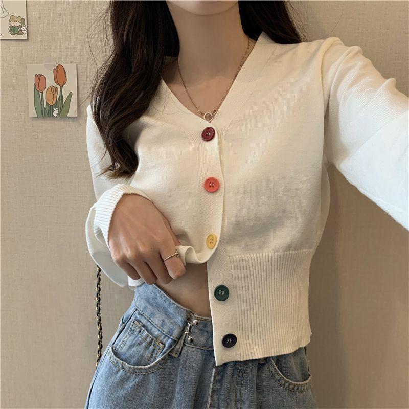 Product Introduction of Áo Thun Dài Tay Cho Nữ, Áo Ngắn Cạp Cao, Cổ Chữ V, Sang Trọng, Hàng Dệt Kim, Mùa Xuân Và Mùa Thu Top 20