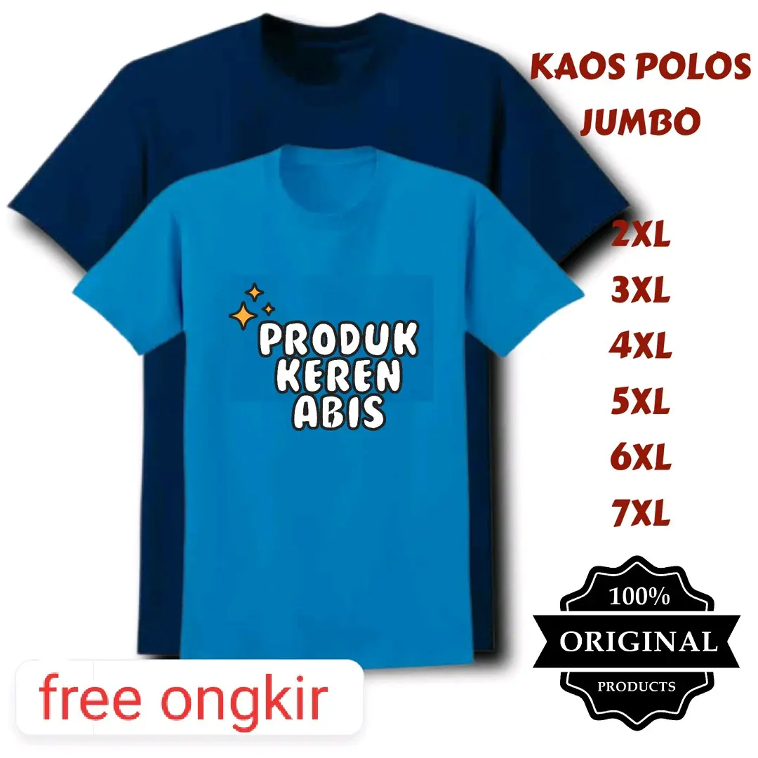 Kaos Pria JUMBO BigSize Oblong Polos 2XL 3XL 4XL 5XL 6XL 7XL Katun material adem Lembut desain atletis oversized