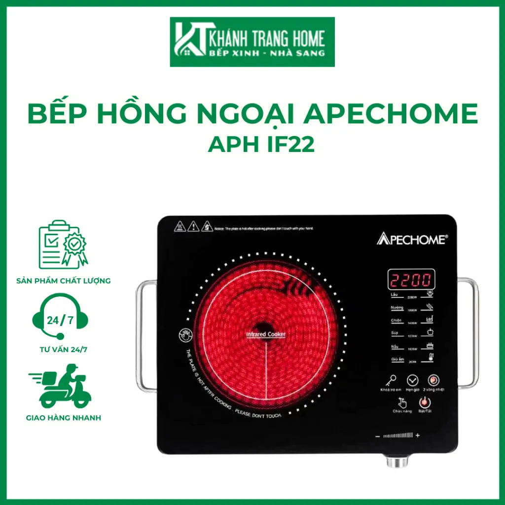 Bếp hồng ngoại APECHOME APH IF22 công suất 2000W nhiều chức năng nấu nướng - Khánh Trang Home