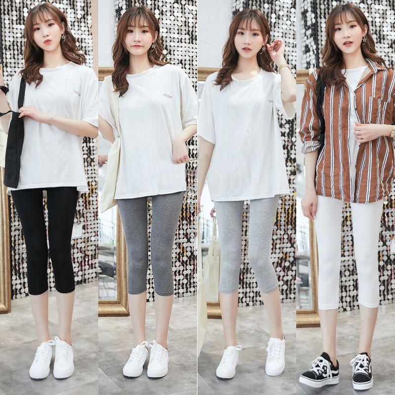 Quần lửng nữ, quần legging mỏng mùa hè, dáng ôm, 7 / 8 quần cotton, co giãn, Ngoại Cỡ, được thu thập bởi 3732 người 7