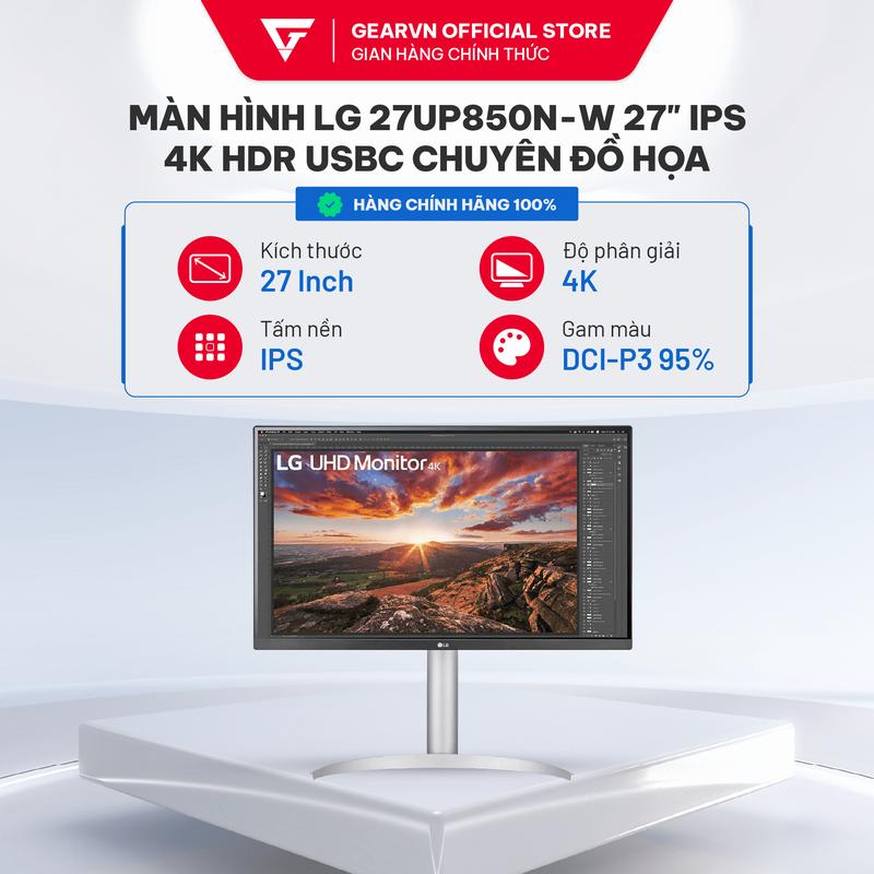Màn hình LG 27UP850N-W 27" IPS 4K HDR USBC Chuyên Đồ họa