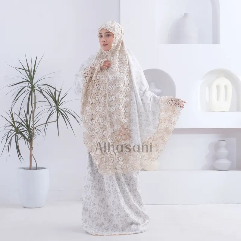 Mukena Dewasa Katun Super Foil Renda Mewah Muslim Motif Rayon Wanita Mukenah Cantik 7
