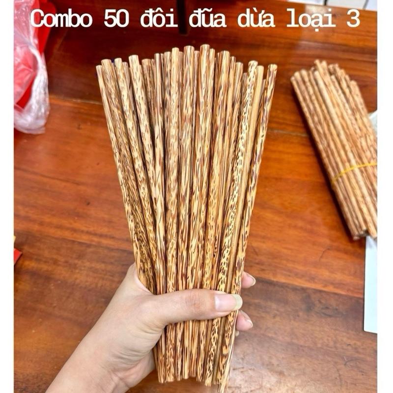 50 đôi đũa dừa Bến Tre Cao Cấp giá tận xưởng, không phẩm màu đảm bảo an toàn sức khoẻ (loại 3) #đũaăncơm 1