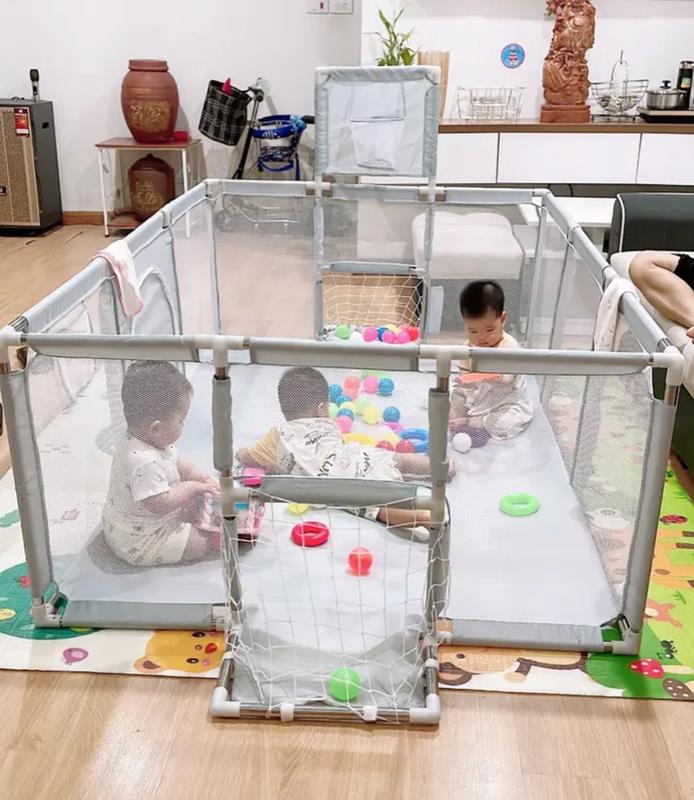 [Kèm 50 bóng] Quây bóng chữ nhật màu XÁM cho bé