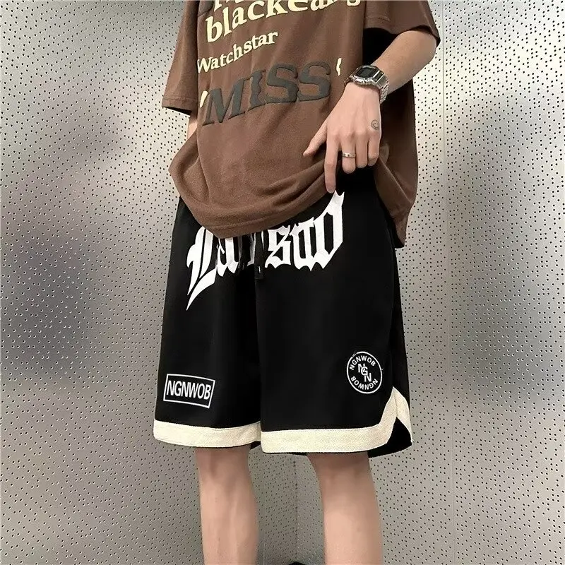 Quần Đùi Bóng Rổ, Phong Cách Hip Hop, Dành Cho Nam, Mặc Mùa Hè, Ngoại Cỡ, Thiết Kế Hợp Xu hướng, Ống Đứng, Phong Cách Hồng Kông, Dáng Rộng Vừa Vặn, Thường Ngày, Quần Lửng Thể Thao