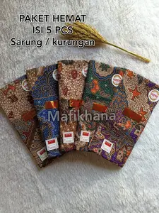 PAKET HEMAT ISI 5 PCS  KAIN SARUNG BATIK KURNIA PAKAIAN TRADISIONAL SARUNG PERSALINAN