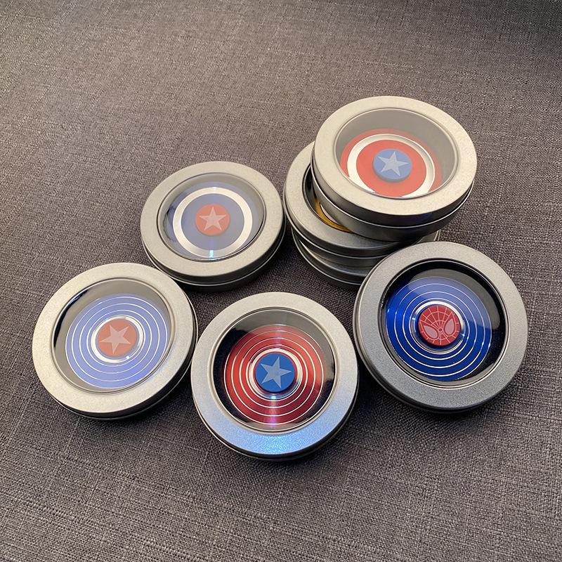 Product Introduction of Spider-Man Captain America Shield Fidget Spinner Metal Finger Spinner Toy for College Students Cool Stress Relief 1