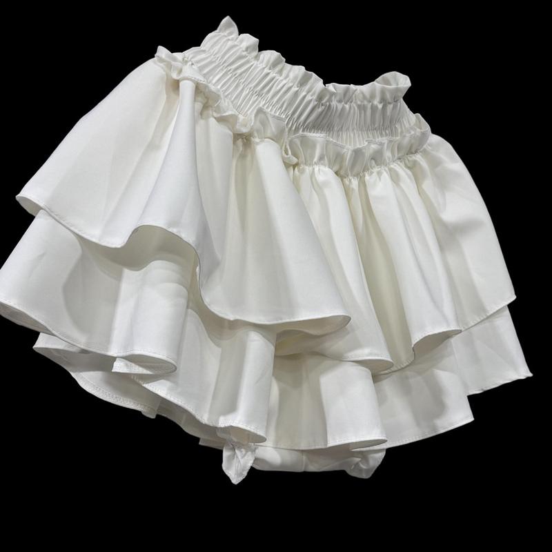 Product Introduction of Chân váy Nữ xoè có quần 3 tầng lưng thun co giãn bản cao, Màu đen chân  váy quần  áo ngắn Women Nhung quần  váy  nữ  ngắn chân  váy  phồng quần  bí 11