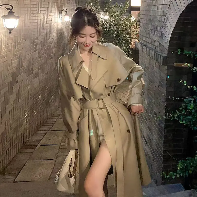 Áo khoác ngoài Dài Trung Bình Phong Cách Hàn Quốc, Cao Cấp, Dành Cho Nữ, Hàng Mới Về Mùa Xuân Và Mùa Thu 2024, Thích Hợp Cho Chiều Cao Nhỏ Và Mỏng, Bó Sát, Thanh Lịch, Áo Khoác