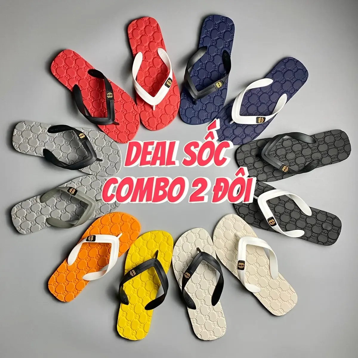 Combo 2 Đôi Dép Thái Lan HD-G_C Nam Cao Su Đế Bằng Đồng Chống Trơn Trượt dép  dibien DéP Slipper Hoa