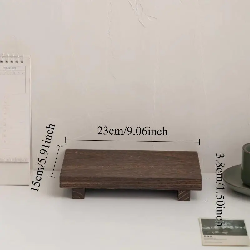Wooden Vanity Tray, Rustic Soap Dish Holder, Plant Vase Decorative Stand, Sturdy Handmade Wood Organizer Tray with Natural Pattern 5